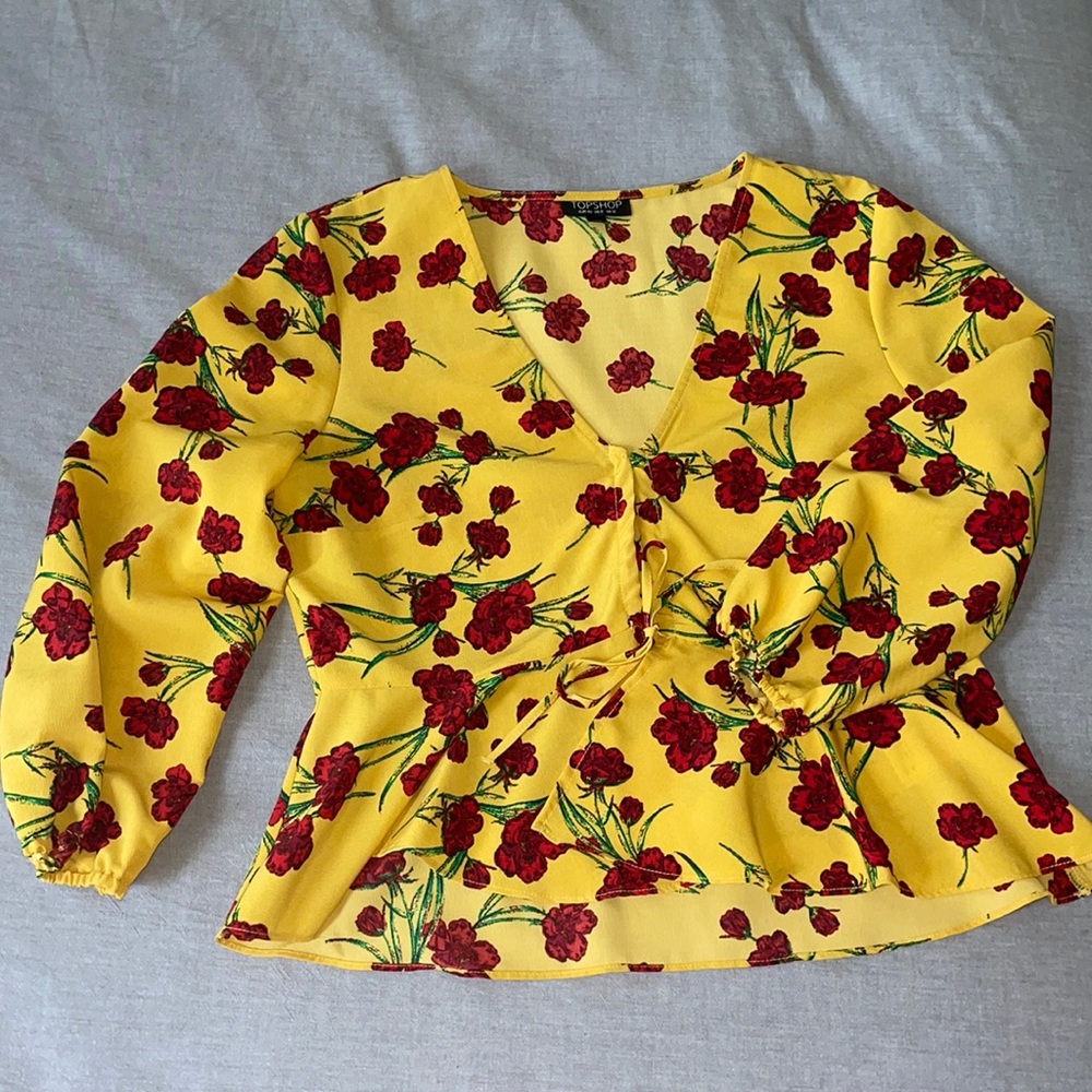 Top Shop Yellow Floral Blouse